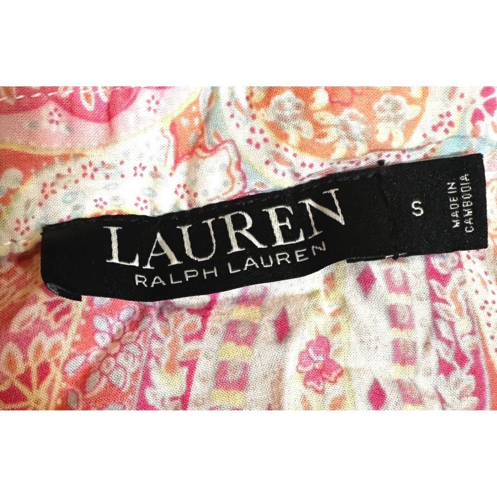 Lauren Ralph Lauren Pink Paisley Pajama Set Women's S 3/4 Sleeve Cropped Pant - Picture 5 of 10